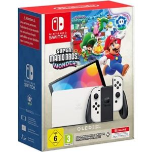 NINTENDO Switch OLED Wit + Super Mario Bros. Wonder + 12 maanden Nintendo Switch Online